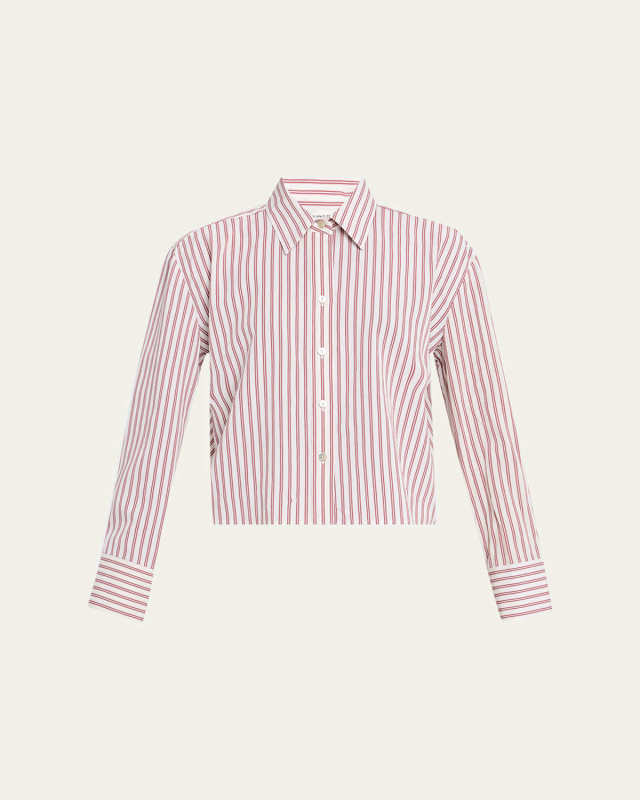 Stripe Cropped Button-Front Shirt